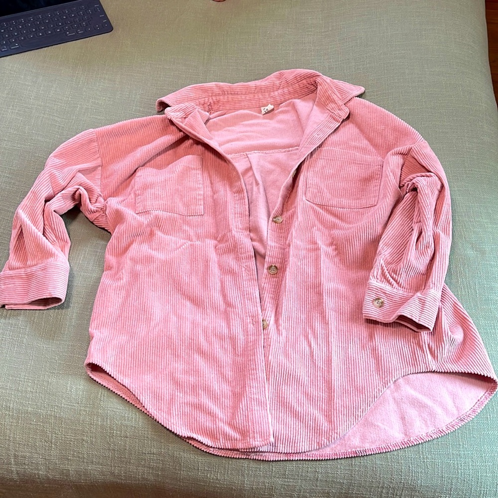 Pink Corduroy Shacket - Size L